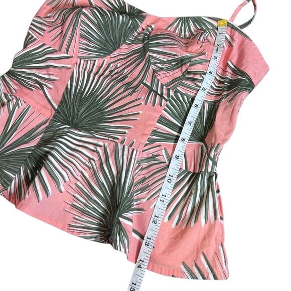 A New Day Pink Palm Leaf Tank Peplum Top Size XS - Picture 10 of 11